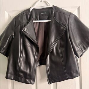 Torrid Black Faux Leather Cropped Jacket Size 1